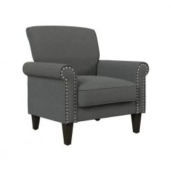 Jean Charcoal Gray Linen Arm Chair by Handy Living