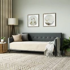 Hudson Row Charcoal Gray Velvet Twin-size Square Tufted Back Daybed by Handy Living -Jennifer Taylor Home Store charcoal gray handy living daybeds a153010 31 1000