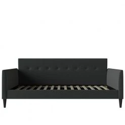 Hudson Row Charcoal Gray Velvet Twin-size Square Tufted Back Daybed by Handy Living