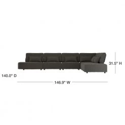 Domena 7-Piece Charcoal Gray Polyester 6-Seater L-Shaped Modular Sectional Sofa with Ottoman by Handy Living -Jennifer Taylor Home Store charcoal gray handy living sectional sofas a138604 40 1000