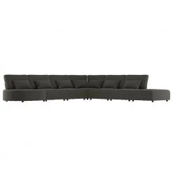 Domena 7-Piece Charcoal Gray Polyester 6-Seater L-Shaped Modular Sectional Sofa with Ottoman by Handy Living