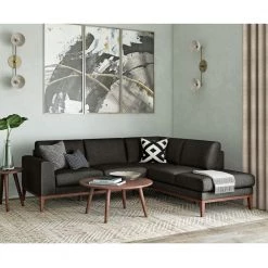 Clydesdale 2-Piece Charcoal Gray Fabric L-Shaped Right-Facing Chaise Sectional Sofa with Tapered Wood Legs by Handy Living -Jennifer Taylor Home Store charcoal gray handy living sectional sofas a149310 31 1000