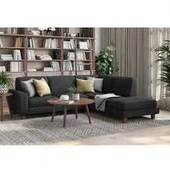 Zoey 2-Piece Charcoal Gray Linen-Like Fabric 4-Seater L-Shaped Right-Facing Chaise Sectional Sofa by Handy Living -Jennifer Taylor Home Store charcoal gray handy living sectional sofas a150316 31 1000