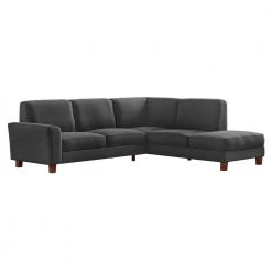 Zoey 2-Piece Charcoal Gray Linen-Like Fabric 4-Seater L-Shaped Right-Facing Chaise Sectional Sofa by Handy Living