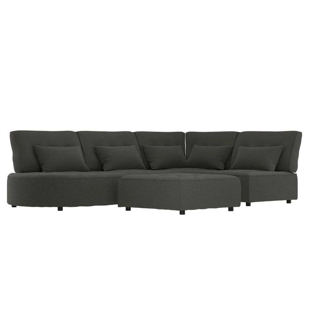 McCarthy 5-Piece Charcoal Gray Polyester L-Shaped Modular Sectional Sofa with Ottoman by Handy Living 1 McCarthy 5-Piece Charcoal Gray Polyester L-Shaped Modular Sectional Sofa with Ottoman by Handy Living