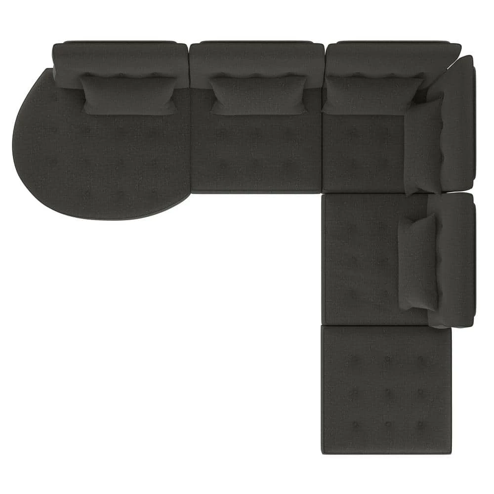 McCarthy 5-Piece Charcoal Gray Polyester L-Shaped Modular Sectional Sofa with Ottoman by Handy Living 4 McCarthy 5-Piece Charcoal Gray Polyester L-Shaped Modular Sectional Sofa with Ottoman by Handy Living - Image 4