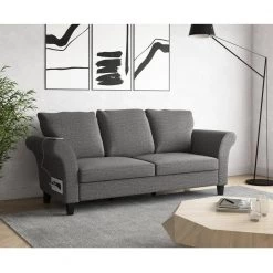 Brickman 82.9 in. Charcoal Gray Fabric 2-Seater Lawson Sofa with Removable Cushions by Handy Living -Jennifer Taylor Home Store charcoal gray handy living sofas couches a152976 31 1000