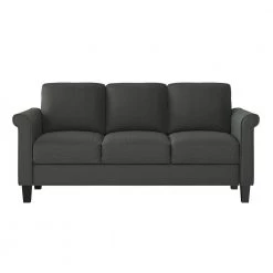 LeClaire 79 in. Charcoal Gray Textured Linen-like Fabric 3 Seat Round Arm Sofa by Handy Living -Jennifer Taylor Home Store charcoal gray textured linen like handy living sofas couches a192392 c3 1000
