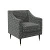 Garnier Charcoal Gray Urban Geometric Print Fabric Mid-Century Modern Square Slope Arm Chair by Handy Living