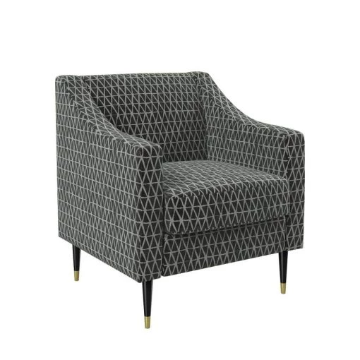 Garnier Charcoal Gray Urban Geometric Print Fabric Mid-Century Modern Square Slope Arm Chair by Handy Living -Jennifer Taylor Home Store charcoal gray urban geometric print handy living accent chairs a198776 64 1000