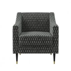 Garnier Charcoal Gray Urban Geometric Print Fabric Mid-Century Modern Square Slope Arm Chair by Handy Living -Jennifer Taylor Home Store charcoal gray urban geometric print handy living accent chairs a198776 c3 1000
