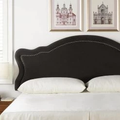 Legacy Dark Charcoal Grey Velvet Upholstered King Headboard by Jennifer Taylor