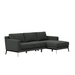 Trinette Modern 2-Piece Charcoal Woven Linen Fabric 3-Seat L-Shaped Right Facing Sectional Sofa with Chaise by Handy Living