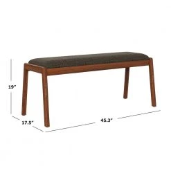 Richman 19 in. H Cherry Mid Century Modern Armless Wood Dining Bench with Upholstered Seat in Brown Fabric by Handy Living -Jennifer Taylor Home Store cherry finish with jute like chocolate brown textured woven fabric handy living dining benches a158558 4f 1000