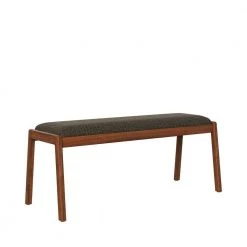Richman 19 in. H Cherry Mid Century Modern Armless Wood Dining Bench with Upholstered Seat in Brown Fabric by Handy Living