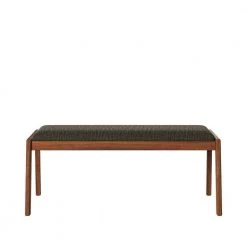 Richman 19 in. H Cherry Mid Century Modern Armless Wood Dining Bench with Upholstered Seat in Brown Fabric by Handy Living -Jennifer Taylor Home Store cherry finish with jute like chocolate brown textured woven fabric handy living dining benches a158558 c3 1000
