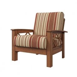 Virginia X-Design Cherry Arm Chair with Exposed Wood Frame in Red Stripe by Handy Living -Jennifer Taylor Home Store cherry frame with red stripe fabric handy living accent chairs 340c yst47 178c 1f 1000