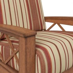 Virginia X-Design Cherry Arm Chair with Exposed Wood Frame in Red Stripe by Handy Living -Jennifer Taylor Home Store cherry frame with red stripe fabric handy living accent chairs 340c yst47 178c 44 1000