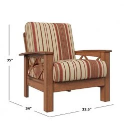 Virginia X-Design Cherry Arm Chair with Exposed Wood Frame in Red Stripe by Handy Living -Jennifer Taylor Home Store cherry frame with red stripe fabric handy living accent chairs 340c yst47 178c 4f 1000