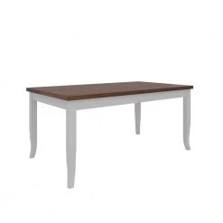 Arielle Rectangular Butterfly Leaf Dining Table with a Cherry Finished Top and White Legs by Handy Living