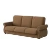 Reyn 87 in. Wide Chestnut Brown Chenille Flared Rolled Arm 3-Seat Convert-a-Couch Full Size Sofa Bed by Handy Living