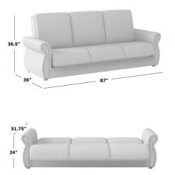 Reyn 87 in. Wide Chestnut Brown Chenille Flared Rolled Arm 3-Seat Convert-a-Couch Full Size Sofa Bed by Handy Living -Jennifer Taylor Home Store chestnut brown chenille fabric with black legs handy living sofa beds a171410 76 1000