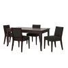 Arielle 5-piece Chocolate Brown Butterfly Leaf Dining Table in Espresso and Armless Dining Chairs Textured Woven by Handy Living