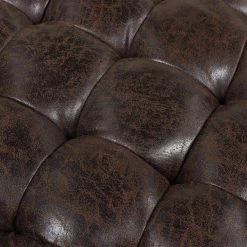 Ace Round Tufted Accent Ottoman in Classic Brown Faux Leather by Jennifer Taylor -Jennifer Taylor Home Store classic brown faux leather jennifer taylor ottomans 84400 mfc c3 1000