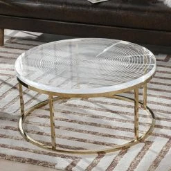 Dendros 36 in. and 18 in. Clear Gold Round Acrylic Coffee Table by Jennifer Taylor 13 Dendros 36 in. and 18 in. Clear Gold Round Acrylic Coffee Table by Jennifer Taylor -Jennifer Taylor Home Store clear jennifer taylor coffee tables kfz87180 1d 1000