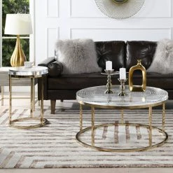 Dendros 36 in. and 18 in. Clear Gold Round Acrylic Coffee Table by Jennifer Taylor 17 Dendros 36 in. and 18 in. Clear Gold Round Acrylic Coffee Table by Jennifer Taylor -Jennifer Taylor Home Store clear jennifer taylor coffee tables kfz87180 31 1000
