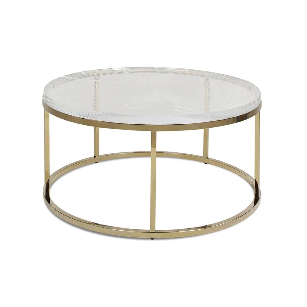 Dendros 36 in. and 18 in. Clear Gold Round Acrylic Coffee Table by Jennifer Taylor 2 Dendros 36 in. and 18 in. Clear Gold Round Acrylic Coffee Table by Jennifer Taylor - Image 2
