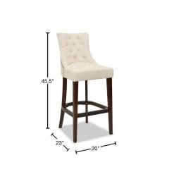 Laura 45.5 in. Coconut White Tufted Birch Wood 32 in. Barstool with Linen Seat by Jennifer Taylor -Jennifer Taylor Home Store coconut white linen jennifer taylor bar stools 81150 mlo 40 1000