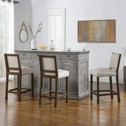 Laura 45.5 in. Coconut White Tufted Birch Wood 32 in. Barstool with Linen Seat by Jennifer Taylor -Jennifer Taylor Home Store coconut white linen jennifer taylor bar stools 81150 mlo 77 1000