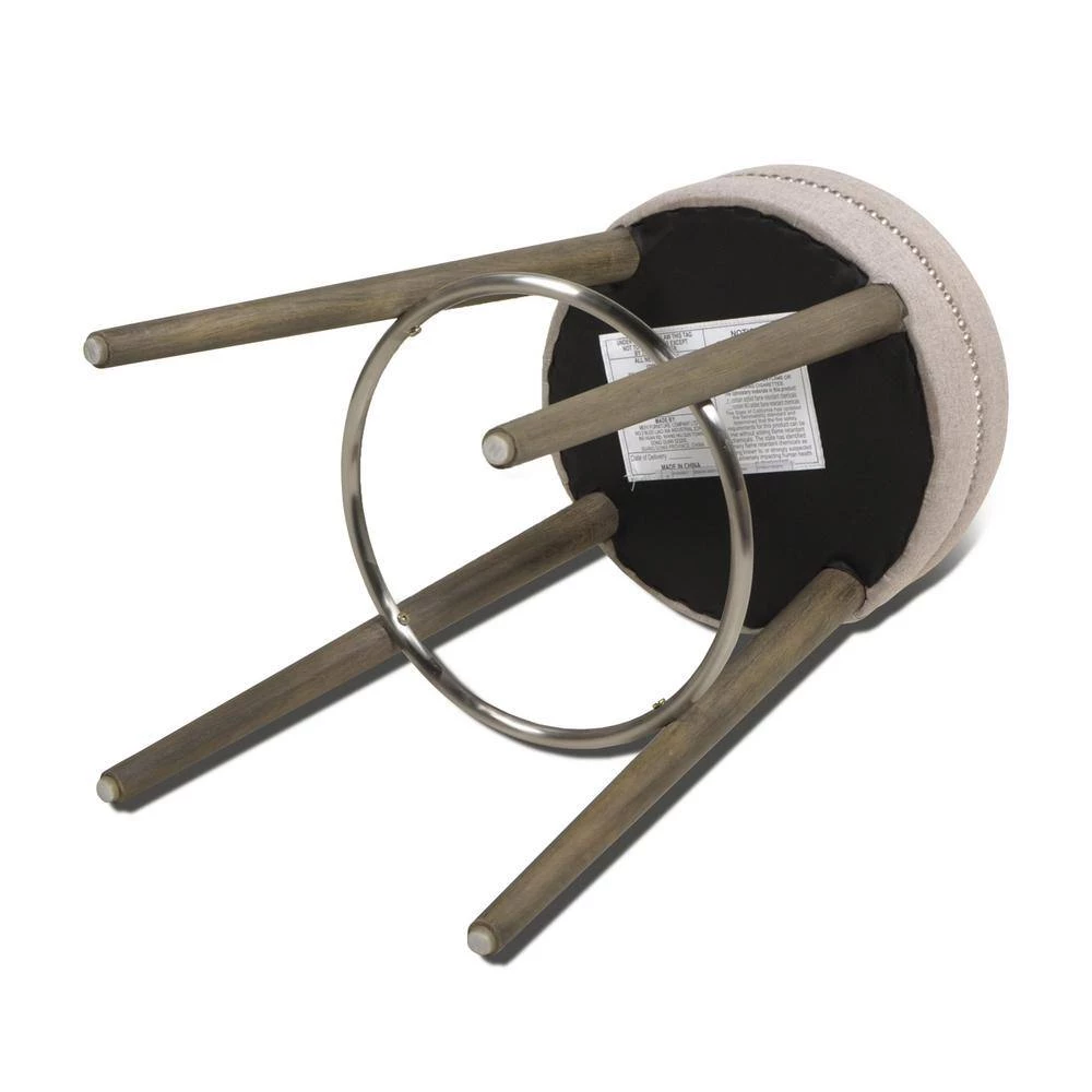 Vesper 30 in. H Country Gray Linen Round Backless Bar Stool by Jennifer Taylor 4 Vesper 30 in. H Country Gray Linen Round Backless Bar Stool by Jennifer Taylor - Image 4