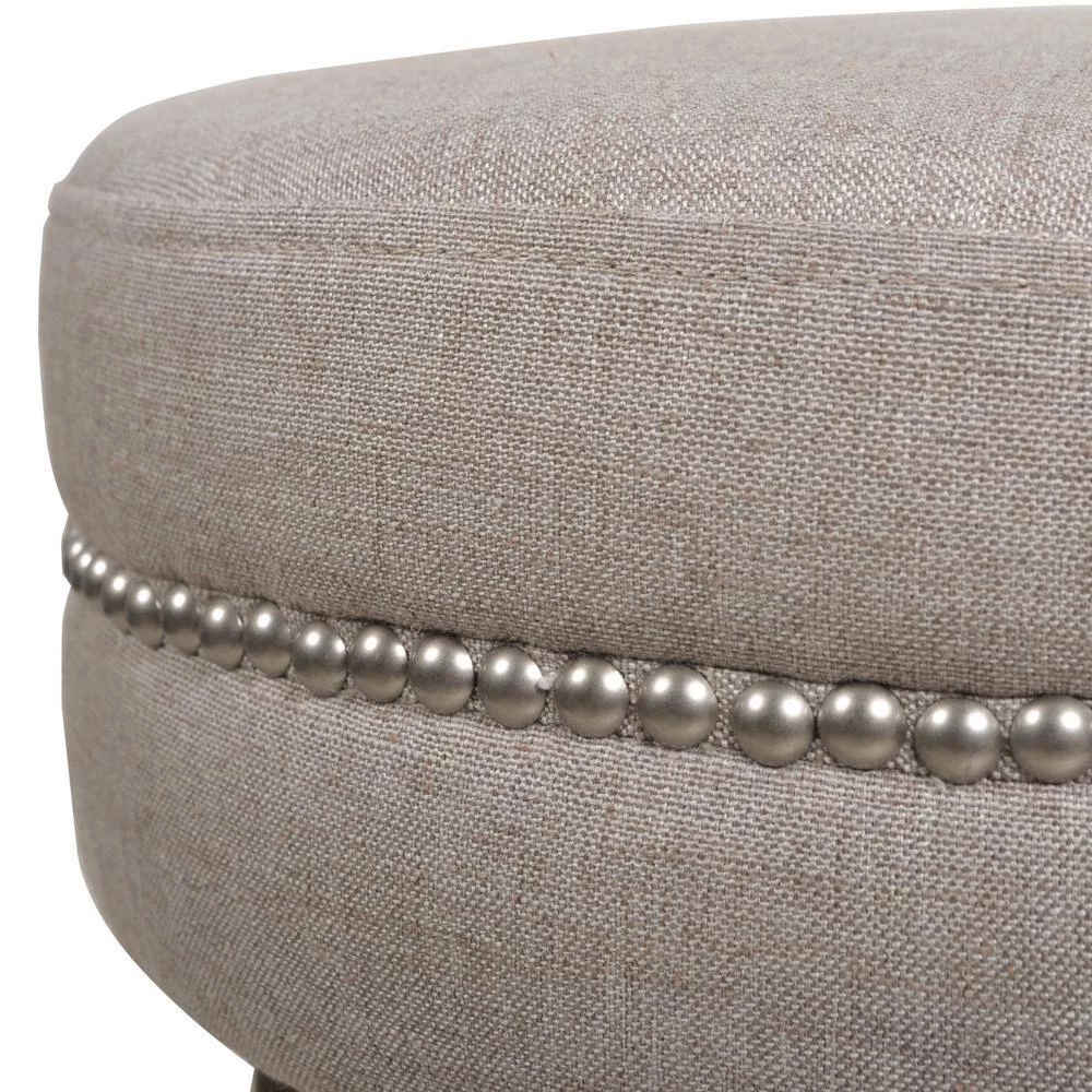 Vesper 30 in. H Country Gray Linen Round Backless Bar Stool by Jennifer Taylor 6 Vesper 30 in. H Country Gray Linen Round Backless Bar Stool by Jennifer Taylor - Image 6