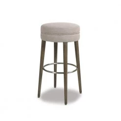 Vesper 30 in. H Country Gray Linen Round Backless Bar Stool by Jennifer Taylor