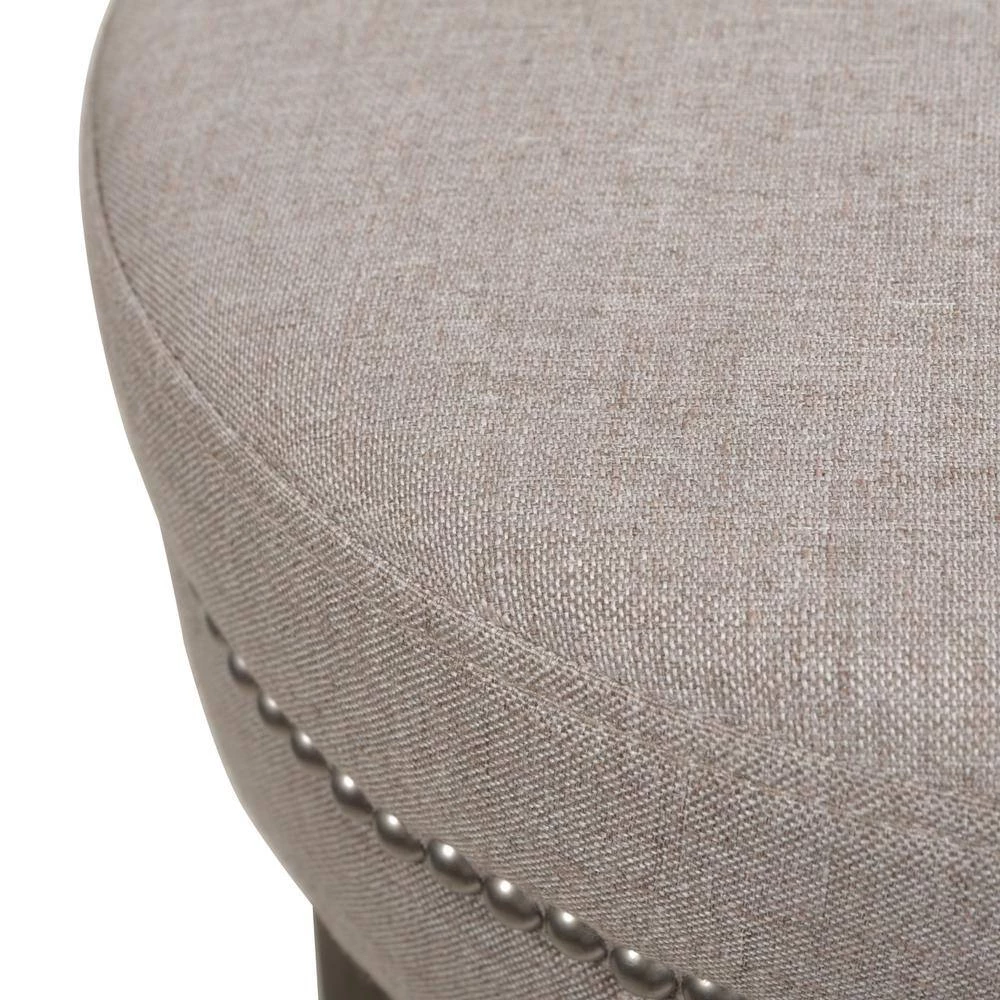 Vesper 30 in. H Country Gray Linen Round Backless Bar Stool by Jennifer Taylor 2 Vesper 30 in. H Country Gray Linen Round Backless Bar Stool by Jennifer Taylor - Image 2