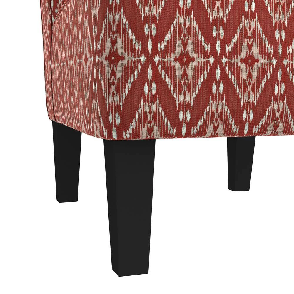Reames Cranberry Red Diamond Medallion Fabric Slipper Chairs (Set of 2) by Handy Living 4 Reames Cranberry Red Diamond Medallion Fabric Slipper Chairs (Set of 2) by Handy Living - Image 4