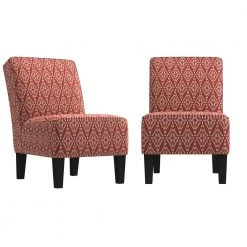 Reames Cranberry Red Diamond Medallion Fabric Slipper Chairs (Set of 2) by Handy Living