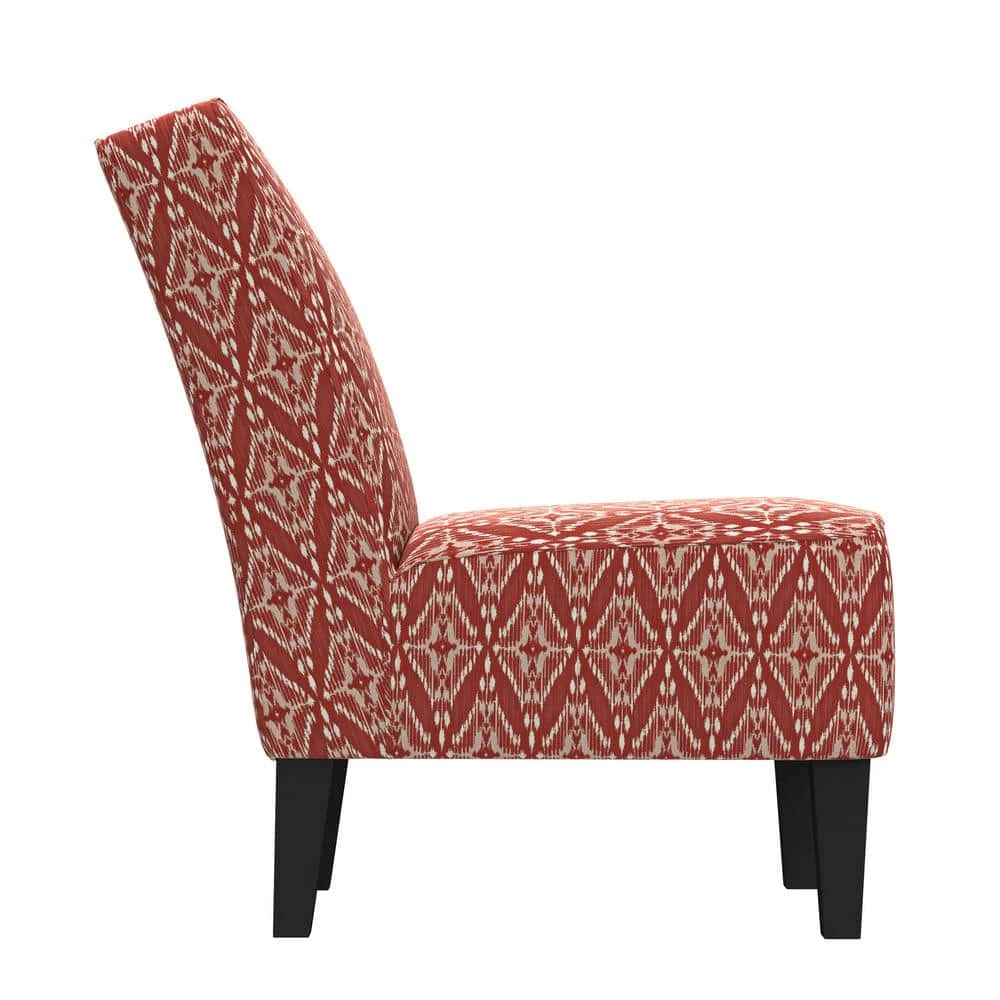 Reames Cranberry Red Diamond Medallion Fabric Slipper Chairs (Set of 2) by Handy Living 2 Reames Cranberry Red Diamond Medallion Fabric Slipper Chairs (Set of 2) by Handy Living - Image 2