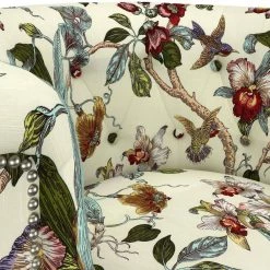 Annalise Cream Multi-Floral with Birds Printed Fabric Chesterfield Arm Chair by Handy Living -Jennifer Taylor Home Store cream multi floral with birds handy living accent chairs a193078 1f 1000