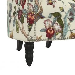 Annalise Cream Multi-Floral with Birds Printed Fabric Chesterfield Arm Chair by Handy Living -Jennifer Taylor Home Store cream multi floral with birds handy living accent chairs a193078 44 1000