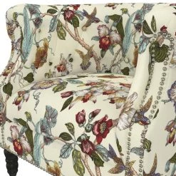 Annalise Cream Multi-Floral with Birds Printed Fabric Chesterfield Arm Chair by Handy Living -Jennifer Taylor Home Store cream multi floral with birds handy living accent chairs a193078 fa 1000