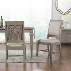 Dauphin Upholstered Dining Side Chair, Set of 2, Cream White Top Grain Leather and Cashmere Gray Wood by Jennifer Taylor -Jennifer Taylor Home Store cream white top grain leather jennifer taylor dining chairs 60330 xlcxfc 77 1000
