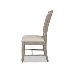 Dauphin Upholstered Dining Side Chair, Set of 2, Cream White Top Grain Leather and Cashmere Gray Wood by Jennifer Taylor -Jennifer Taylor Home Store cream white top grain leather jennifer taylor dining chairs 60330 xlcxfc a0 1000