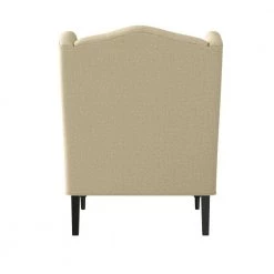 Kobi Creamy Tan Oatmeal Textured Linen-Like Fabric Button Tufted Wingback Arm Chair by Handy Living -Jennifer Taylor Home Store creamy tan oatmeal handy living accent chairs a159661 66 1000