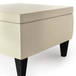 Shumer Square Creamy Tan Oatmeal Linen Bench Storage Ottoman with Removable Top 19 in. H x 28 in. W x 28 in. D by Handy Living -Jennifer Taylor Home Store creamy tan oatmeal handy living ottomans a162715 76 1000