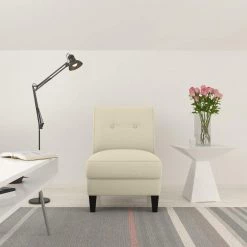 Shumer Creamy Tan Oatmeal Linen-Like Fabric Slipper Chair by Handy Living -Jennifer Taylor Home Store creamy tan oatmeal linen like handy living accent chairs a187329 c3 1000