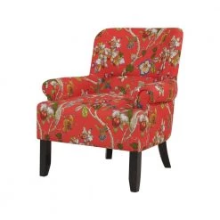 Craig Crimson Multi Floral with Birds Rolled Arm Chairs (Set of 2) by Handy Living -Jennifer Taylor Home Store crimson multi floral with birds handy living accent chairs 340c2 flw47 269 1f 1000