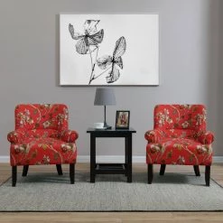 Craig Crimson Multi Floral with Birds Rolled Arm Chairs (Set of 2) by Handy Living -Jennifer Taylor Home Store crimson multi floral with birds handy living accent chairs 340c2 flw47 269 31 1000
